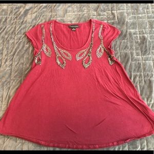 Forever 21 beaded top burgundy a line small scoop neck
